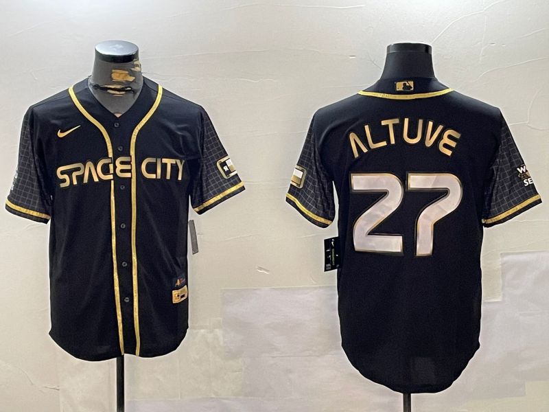Men Houston Astros #27 Altuve Black Gold 2024 Nike Game MLB Jersey style 1->houston astros->MLB Jersey